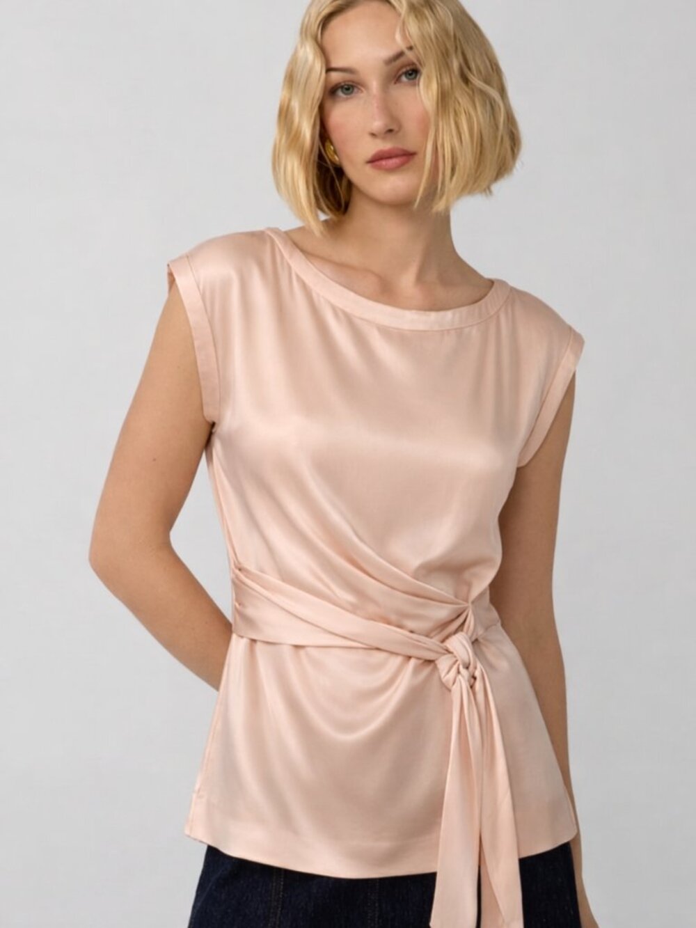 DVF Silk Tie Front Asymmetrical Blouse